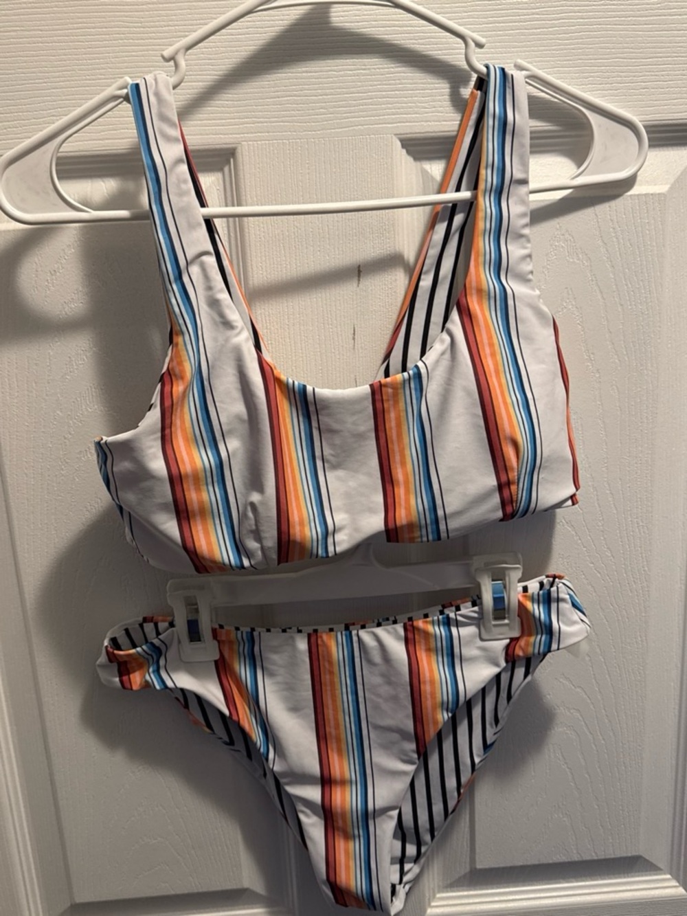 SHEIN White Multicolor Striped Bikini Set